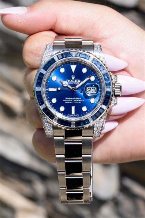 rolex with sapphires|rolex submariner sapphire and diamond.